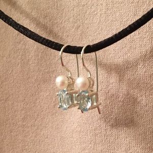 Petit Sterling Silver, Aquamarine & Pearl Earrings